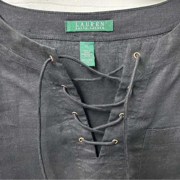 Lauren Ralph Lauren Blouse 100% Linen 3/4 Sleeve - Picture 7 of 7